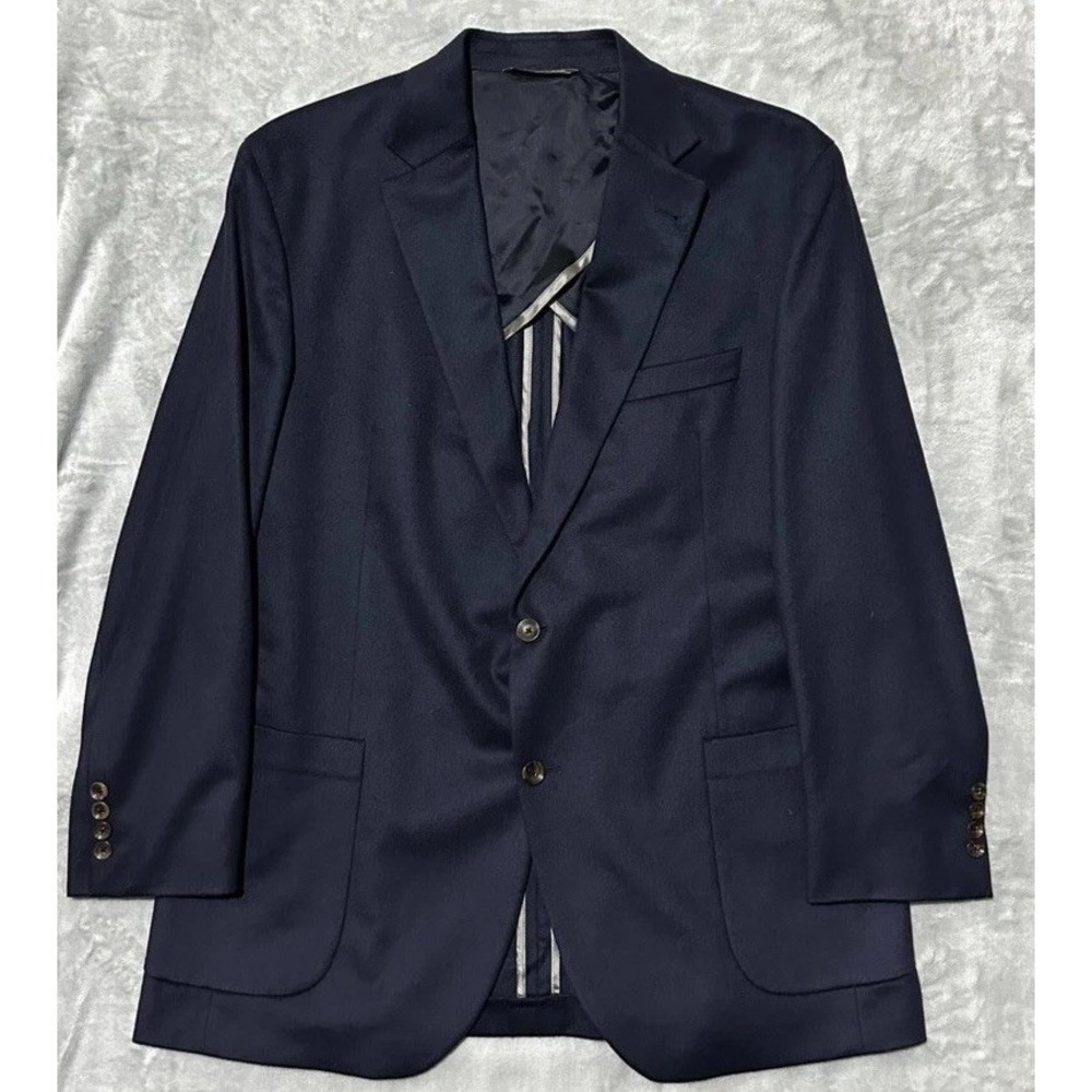 Bullock & Jones Cashmere Blazer Jacket Men L Navy Single Breasted Notch 46L